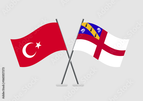 Turkey and Herm vector flags set on gray minimal background