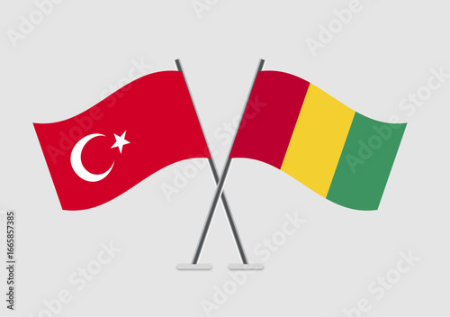 Turkey and Guinea vector flags artwork with cultural context