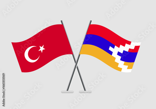 Turkey and Nagorno-Karabakh Republic vector flags image ideal for posters or prints
