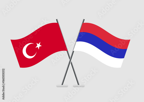 Turkey and Republika Srpska vector flags with minimal patriotic graphics