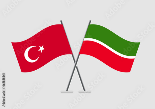 Turkey and Tatarstan vector flags depicted in formal pairing