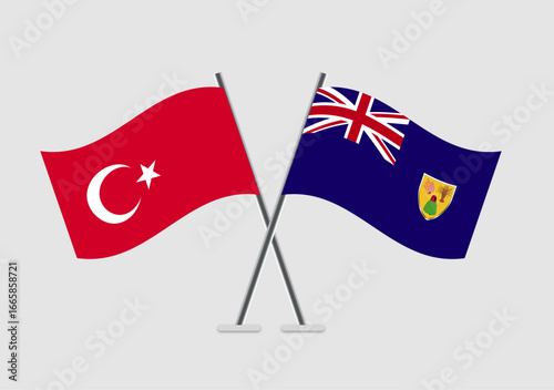 Turkey and Turks and Caicos Islands vector flags graphic concept for duality