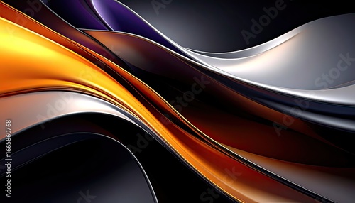 Abstract Dynamic Flowing Metallic Ribbon Background