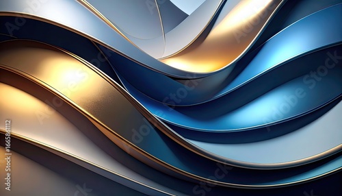 Abstract Background with Gold and Blue Waves