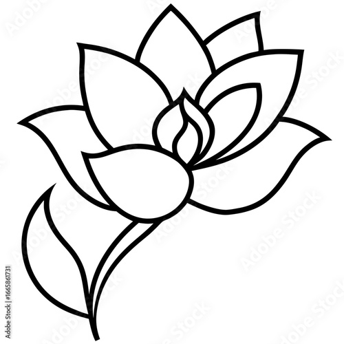 Single flower outline line art vector illustration