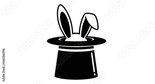 Bright Whimsical Magic Hat with Bunny Ears Surprising a Magical Effect for Fantasy Themed Illustrations, Childrens Book Designs, and Creative Advertising Campaigns