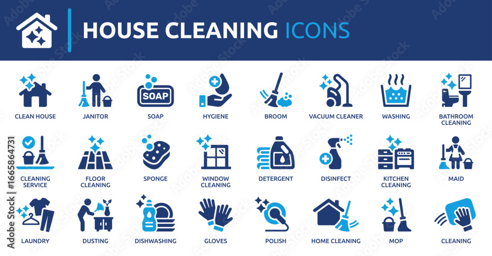 custom made wallpaper toronto digitalHouse cleaning icon set. Containing washing, broom, soap, maid, laundry, home cleaning, sponge, vacuum cleaner, mop and more. Solid vector icons collection.
