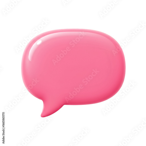 Pink Glossy 3D Speech Bubble Isolated On Transparent Background Illustration