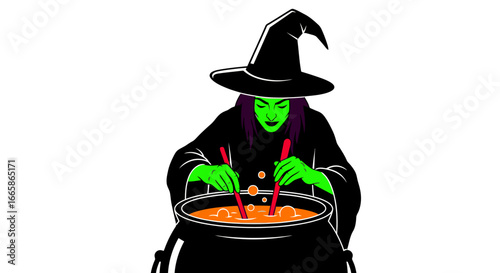 Wizard Witch Cooking Potion Magic Spell Halloween Costume Fantasy Character Dark Arts Mystical Spellcasting Sorcery Enchantment Traditional Costume Night Festival Halloween Party Celebration