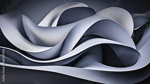 Abstract Artwork: A Curved, Wave-like Form in Black and White