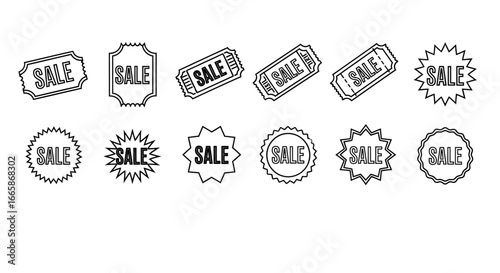 Versatile vector collection of sale badges and discount labels, representing the core concept of promotional marketing and retail savings for various commercial applications