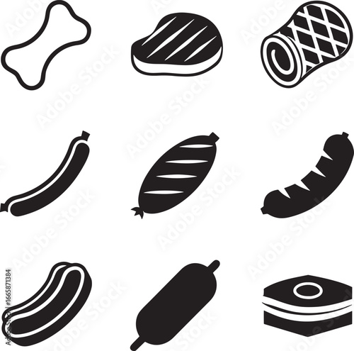 Assortment of Meat and Bone Icons