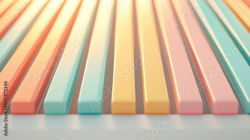 A row of colorful bars on a white surface.