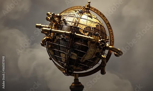 Steampunk Globe: A Rotating Journey Through Time and Innovation