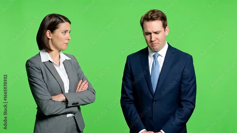 Disappointed and Embarrassed Business Interaction on Green Screen Disappointed and Embarrassed Business Interaction on Green Screen