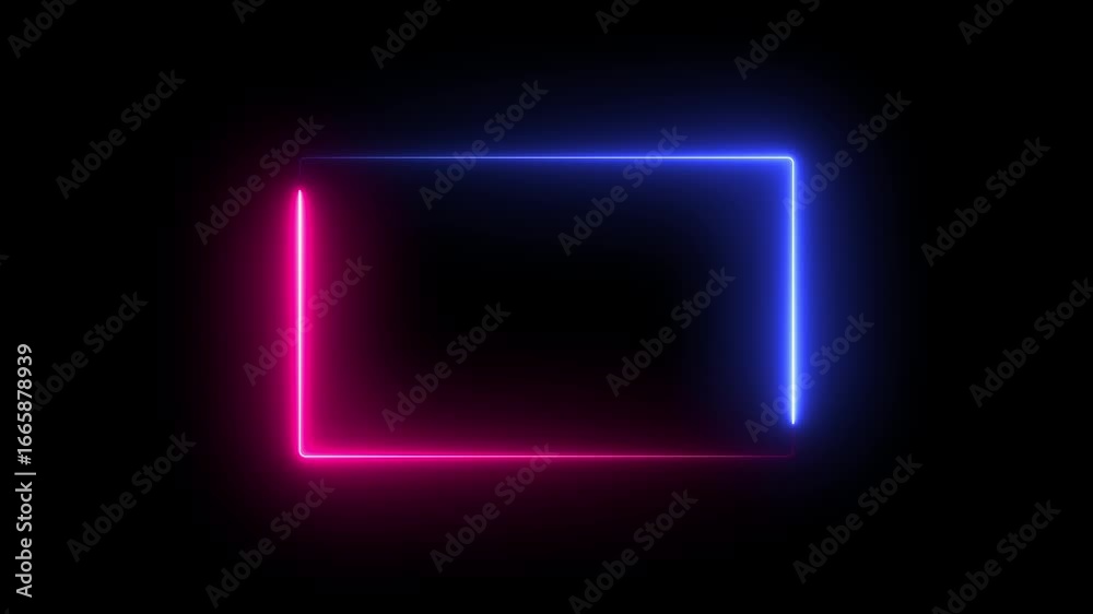 Glowing neon frame loading icon animation background video. neon light trail glows in the dark. abstract Neon isolated on black background. Glowing neon frame loading icon animation background video. neon light trail glows in the dark. abstract Neon isolated on black background.