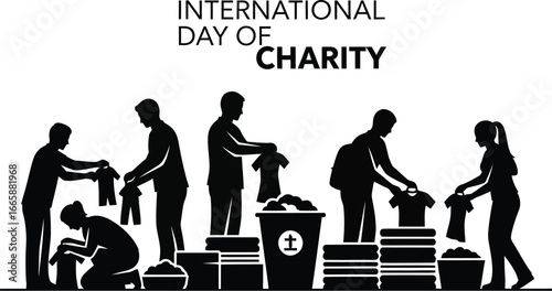 International Day of Charity volunteers donating clothes to those in need today