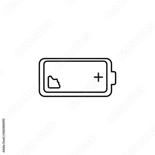 Vector art of low battery indicator icon, symbolizing depleted energy and the need for recharging