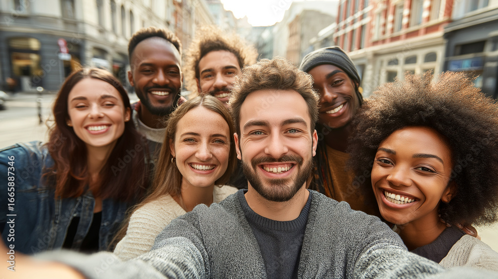 Fototapeta premium group of young people smiling