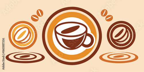 Minimalist coffee concept with beans and circle design abstract coffee shop branding visual graphic arts elegant background decoration illustration for cafeteria