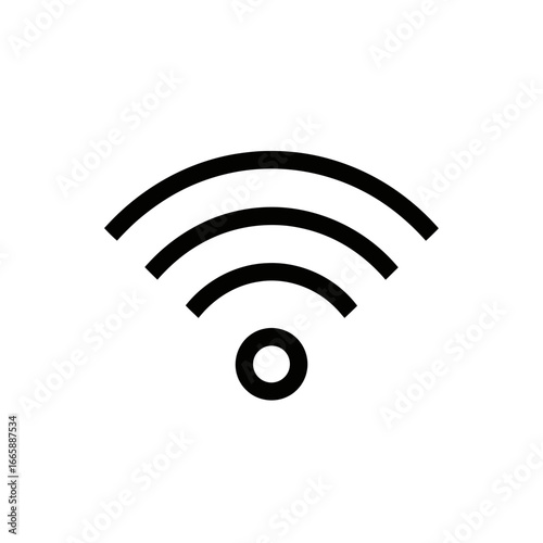 Vector art of black and white wifi symbol, representing wireless internet connection and signal strength