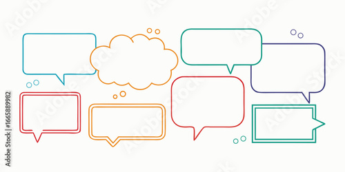 Speech bubble vector set for communication dialogues and thoughtful expressions with cloud symbol on clean white background