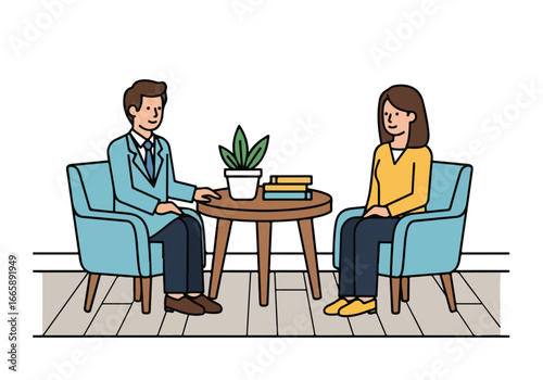 Counseling session therapist and client discuss emotional well-being. Climate psychology applied to address environmental anxieties, fostering resilience