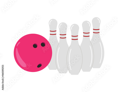 Bowling ball and pins icon.