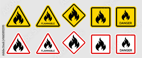 Fire danger sign. flammable warning icon