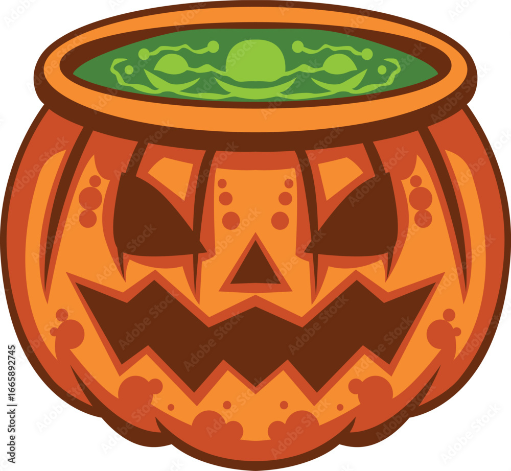 Fototapeta premium Halloween Pumpkin Cauldron with Magic Potion
