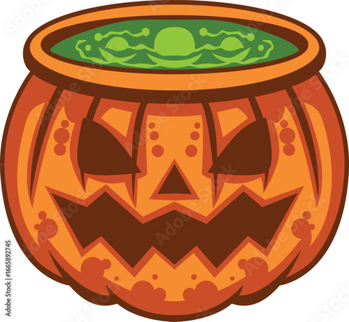 Halloween Pumpkin Cauldron with Magic Potion