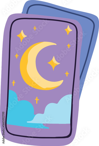 Mystical Tarot Card Moon and Stars