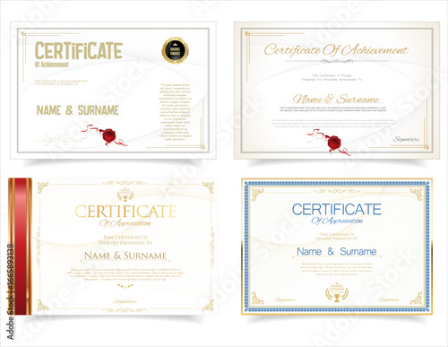 Certificate template diploma vintage border award background, Winner achievement certificate or diploma design collection