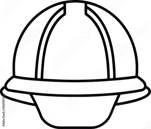 Realistic Outline Hard Hat Helmet Icon.