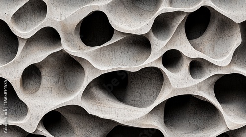 A close-up view of a textured, light-colored surface with a complex, organic pattern.