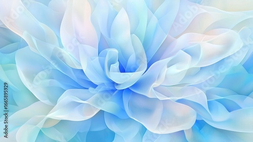 A digital illustration of a light blue flower with long, thin petals.