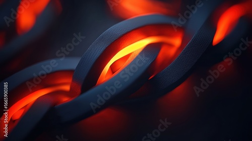 A fiery, abstract design composed of interconnected, glowing circles.