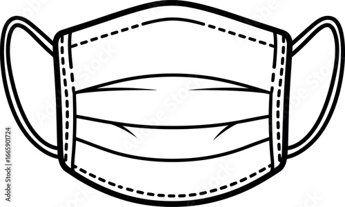 Simple line drawing of a surgical face mask for protection against illness and germs vector