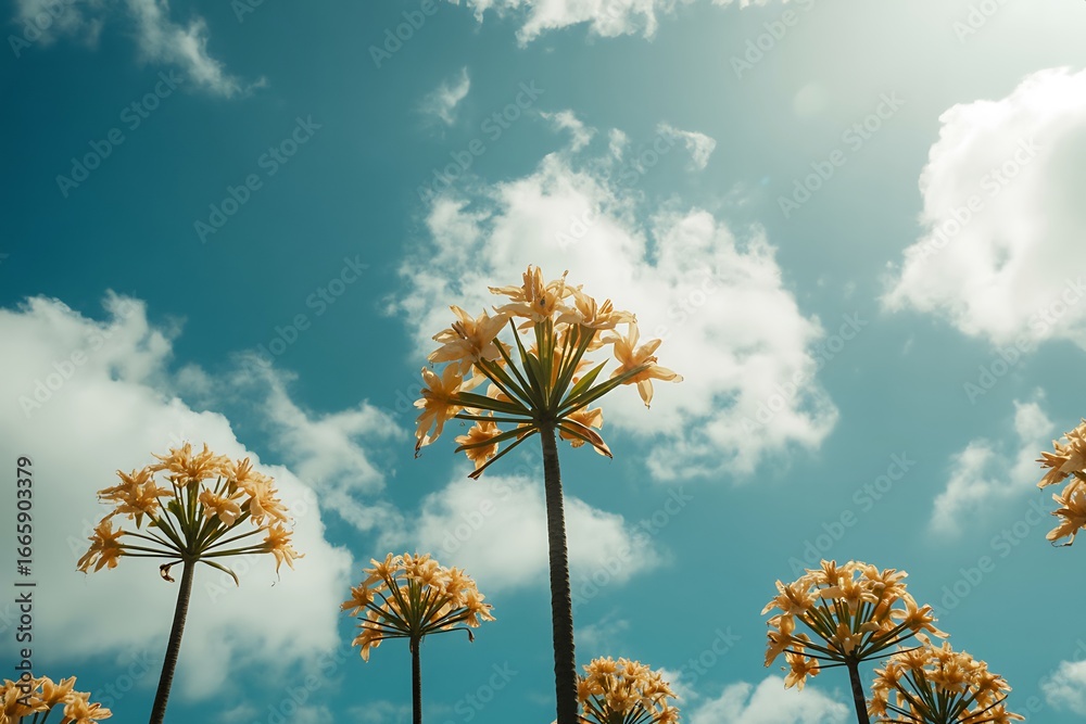 Obraz premium Stunning Yellow Flowers Against Blue Sky: Nature Photography