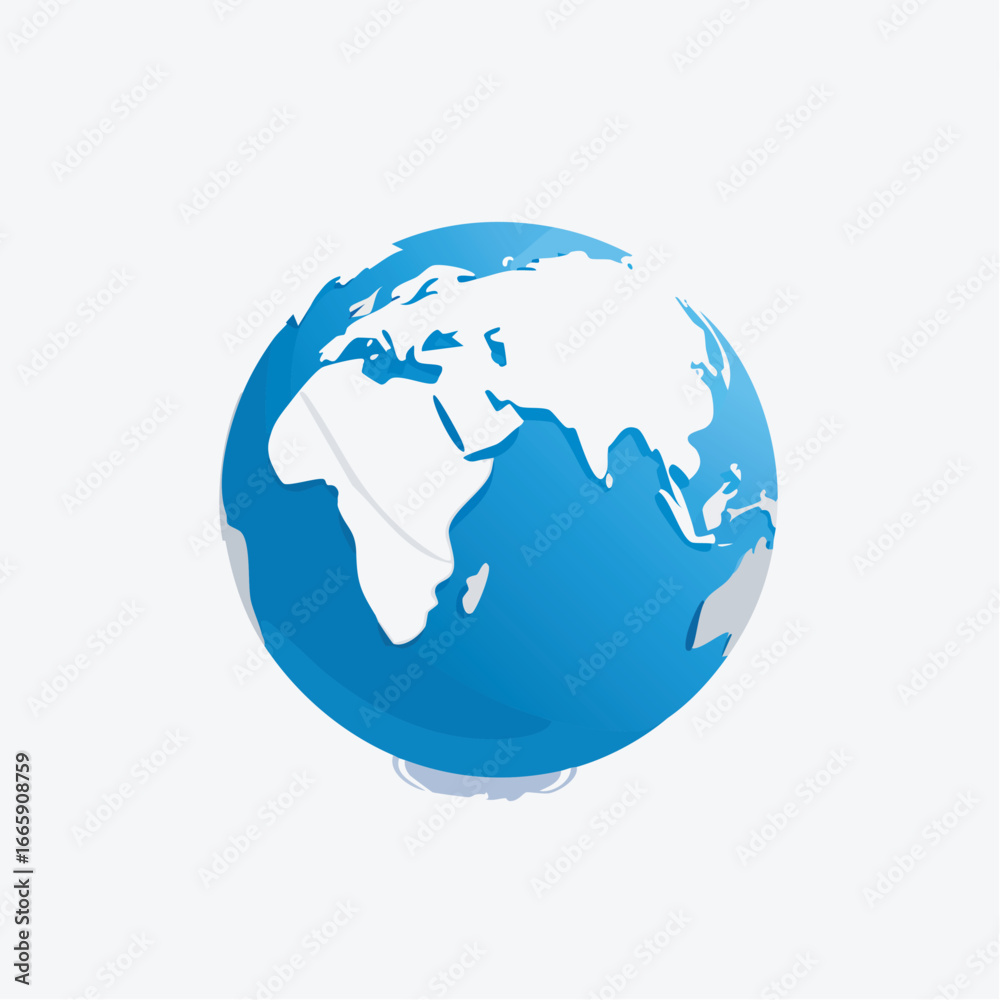 Naklejka premium World globe spinning slowly, showing continents and oceans against a clean white backdrop, conveying a sense of global connection and exploration.