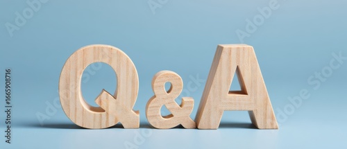 The Wooden Q and A Letters on Blue Background Representing FAQ and Customer Support