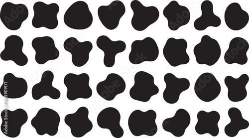 Collection of irregular black shapes on white background