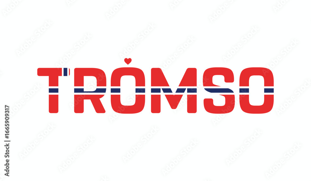 Fototapeta premium I love Tromso, Typographic design of I love Tromso on a white background, Flag typography of Tromso with heart, Vector design of I love Norway