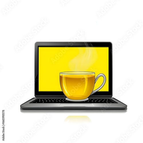Laptop Tea Illustration