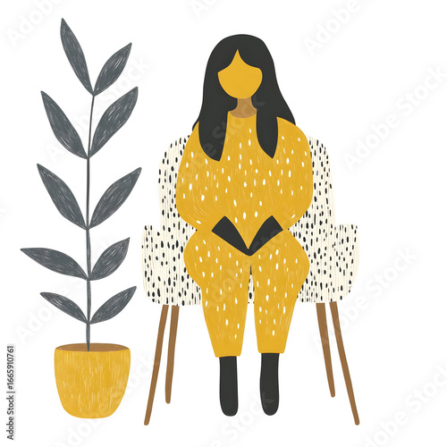 Stylish Woman Illustration in Yellow
