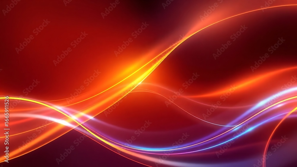 Naklejka premium Energy flow background, with orange and blue gradients, yellow and blue glowing pulses, fast light trails, sleek vector style