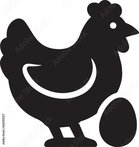 Layer chicken icon silhouette, vector design perfect for poultry, farming, agriculture, livestock, and egg production themes.