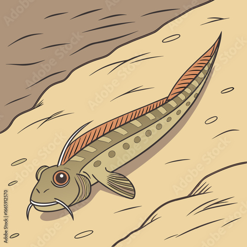 Bottom Dwelling Fish on Sandy Seabed Illustration bottom dweller
