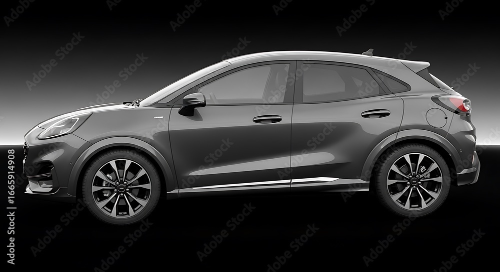 Fototapeta premium Gray SUV side profile