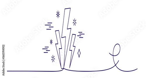 Energetic burst of lightning sparks and energy emanating from a continuous line.